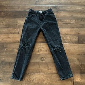 Zara high waist black distressed jean